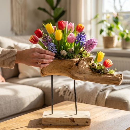 daiktų Šaknų dubuo ant stovo natūralus H38cm