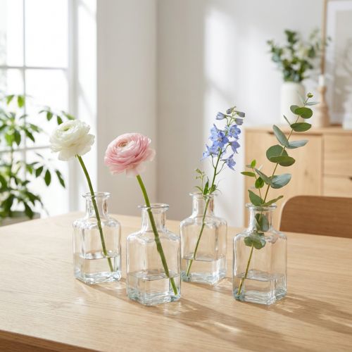 Mini stiklinė vaza minimalistiniam interjerui ir moderniam gyvenimui, 11 cm, 6 vnt. | Floristik24.lt