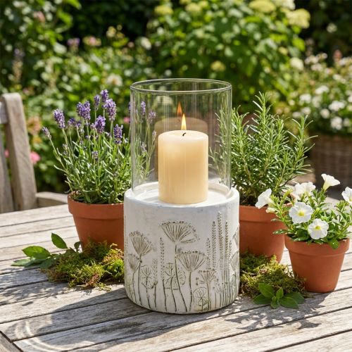 Žvakidės žibinto stiklas su pagrindu Ø17cm H32cm | Floristik24.lt