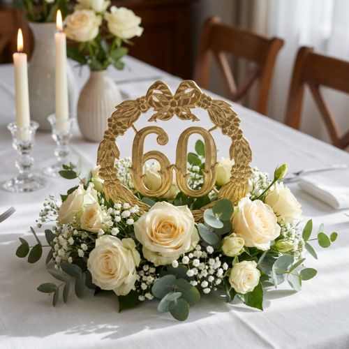 Jubiliejinis numeris 60 aukso spalvos | Floristik24.lt