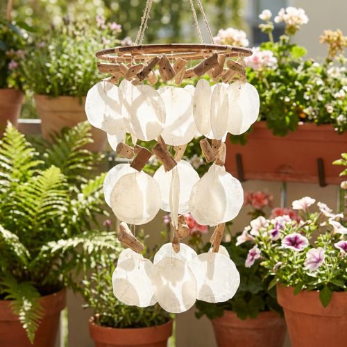 Vėjo varpelis Capiz apvalkalo apdaila Ø30cm H80cm | Floristik24.lt
