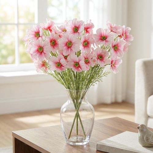 Dirbtinės Kosmoso Gėlės, Rožinės, 77 cm, Dekoratyvinės Gėlės, Dirbtiniai Augalai, Šilkinės Gėlės, 3 Vnt. Rinkinys | Floristik24.lt