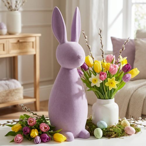 daiktų Dekoratyvinis Velykų zuikutis, alyvinės violetinės spalvos, aukštis 69 cm