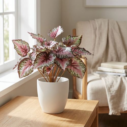 Dirbtinis begonijos krūmas žalias, violetinis 34cm | Floristik24.lt
