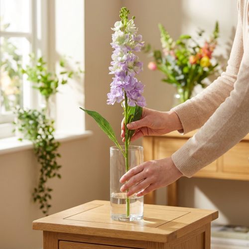 Levkoje dirbtinė gėlė alyvinė Dirbtinė sodo gėlė 78cm | Floristik24.lt