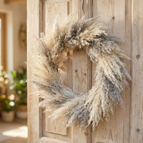 Džiovintų Pampų Žolių Vainikas, Boho Durų Vainiko Dekoracija, Natūralios Džiovintos Gėlės Ø31cm, Sienų Vainikas | Floristik24.lt