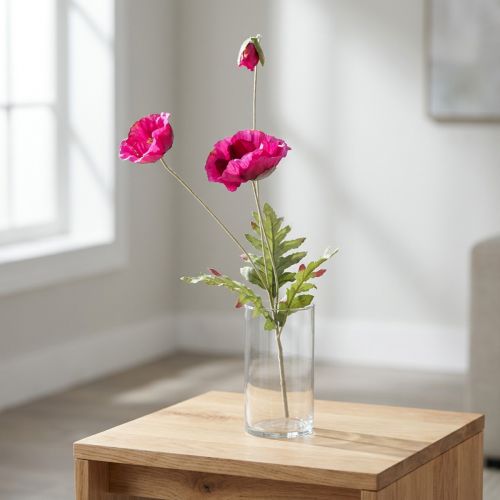 Dirbtinės aguonos dekoratyvinės šilkinės gėlės rožinės spalvos 70cm | Floristik24.lt