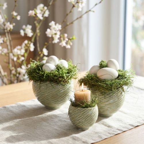 Keraminiai žalios spalvos spiralės dubenys Ø9cm H7cm 4vnt | Floristik24.lt
