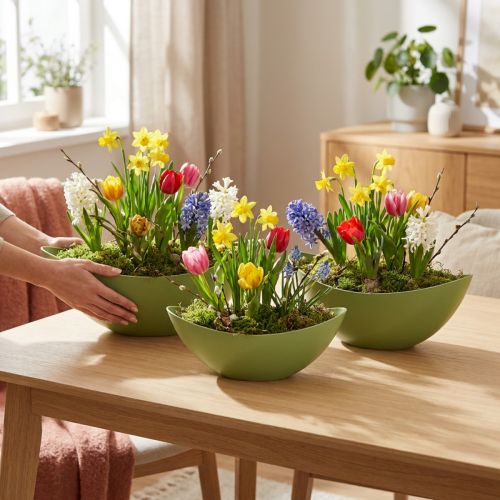 Augalų valtis plastikinis dekoratyvinis dubuo žalias 28×9×9cm 3vnt | Floristik24.lt