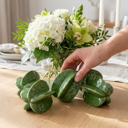Žvaigždžių vaisių karambolos keramikos dekoracijų rinkinys, 10 cm, žalias, 3 dalių | Floristik24.lt