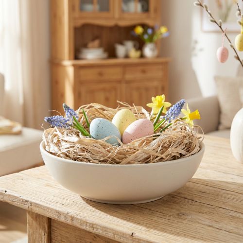 daiktų Augalinės kilmės natūralūs pluoštai, džiuto pluoštas, baltai dažytas, 300 g, „pasidaryk pats“ dekoracija, floristika