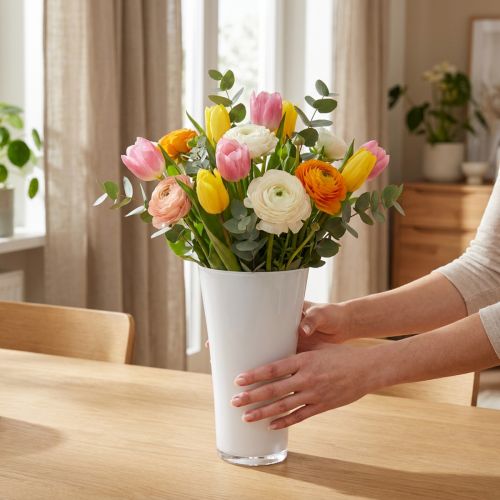 Vaza “Fizzy” Ø16cm H27cm balta, 1 vnt | Floristik24.lt