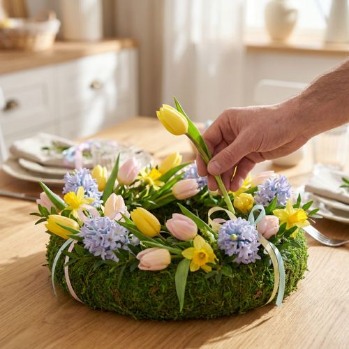 daiktų Samanų vainikas – universalus pagrindas kūrybinei floristikai ir dekoravimo idėjoms, 20 cm, 4 vnt.