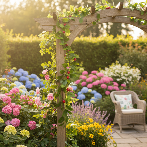 daiktų Dirbtinė girlianda su vyšniomis. Puikiai tinka natūraliam kambario dekoravimui. Gėlių imitacija. 160 cm.