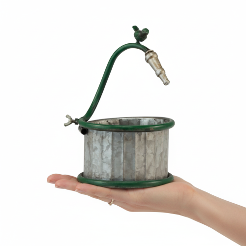 daiktų Metalinis vazonas, lietaus statinė, paukščio raštas, balkono dekoracija, Ø15,5 cm