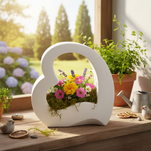 Širdies formos dekoracija sodinimui ir gėlių kompozicijoms, atviras dizainas, moderni širdies forma, 19 cm | Floristik24.lt