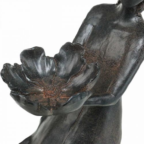 Floristik24 Paukščių vonelė gėlė vaikas sodas metalinis atrodo antracitas 56,5cm