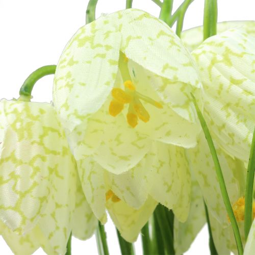 Floristik24 Šaškių lentos gėlės Fritillaria dirbtinės baltos, žalios 40cm 12 vnt