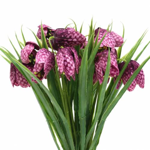 Floristik24 Šaškių lentos gėlės Fritillaria dirbtinė violetinė 29cm 6 vnt