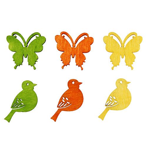 daiktų Dekoratyvinė paukščių ir drugelių medžio sklaidos dekoracija spalvinga 2cm 144psl