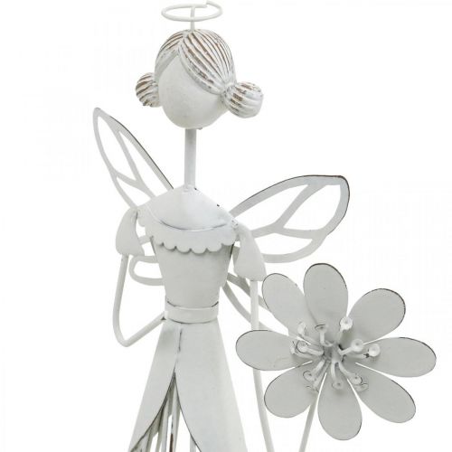 Floristik24 Pavasario puošmena, gėlių fėja, metalinis žibintas, žiedų fėja su gėle 34,5cm