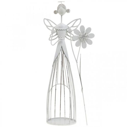 Floristik24 Pavasario puošmena, gėlių fėja, metalinis žibintas, žiedų fėja su gėle 34,5cm