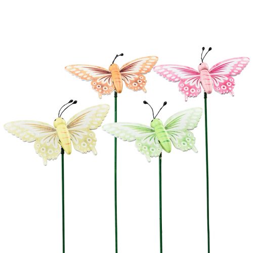 Gėlių kamštis mediniai dekoratyviniai drugeliai ant pagaliuko 23cm 16vnt