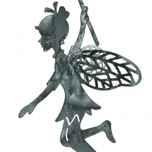 Floristik24 Pavasarinė puošmena, elfas su kiaulpiene, dekoracinis pakabukas gėlių fėja, metalinė dekoracija 3vnt