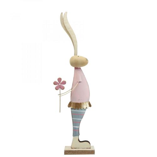 Floristik24 Pavasario puošmenos triušiukai iš metalinės triušių poros H39cm