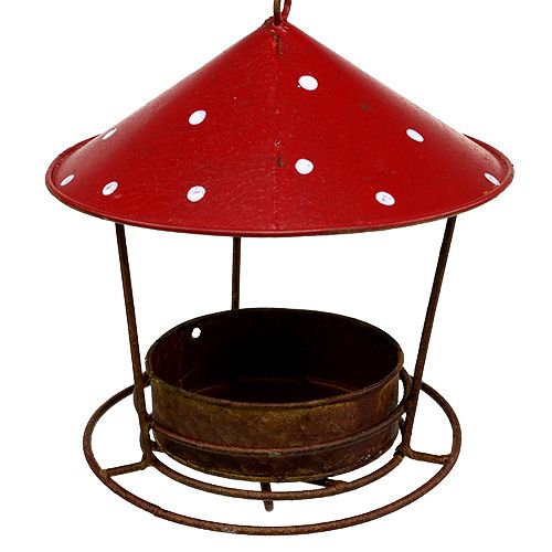 Floristik24 Lesyklėlė paukščiams pakabinti raudona, grotelės Ø16cm H40cm