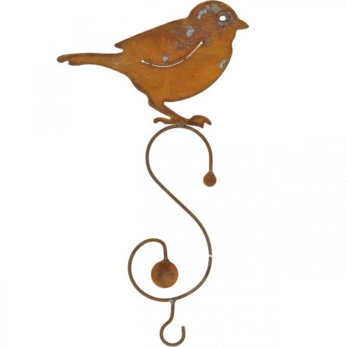 Floristik24 Dekoratyvinis paukštis iš metalo, maisto kabykla, sodo puošmena nerūdijantis plienas L38cm