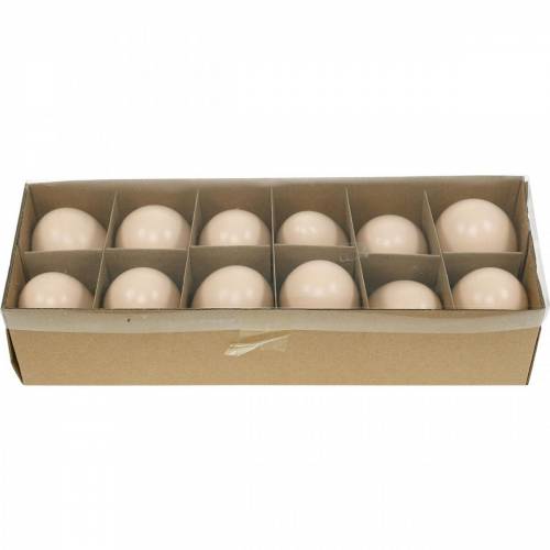 Floristik24 Žąsų kiaušinių kremas Blown Eggs Velykų dekoras 12 vnt