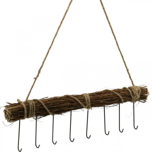 Floristik24 Rūbinės sienų apdaila paltas kabliukas kabliukas bėgelis medinis ryšulėlis 52cm