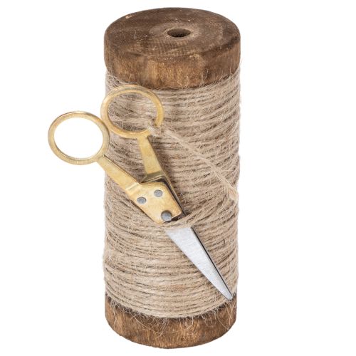 daiktų Siūlų ritė su dekoratyvinėmis žirklėmis Ø6,5 cm, aukštis 15 cm, 2 vnt., vintažinio stiliaus