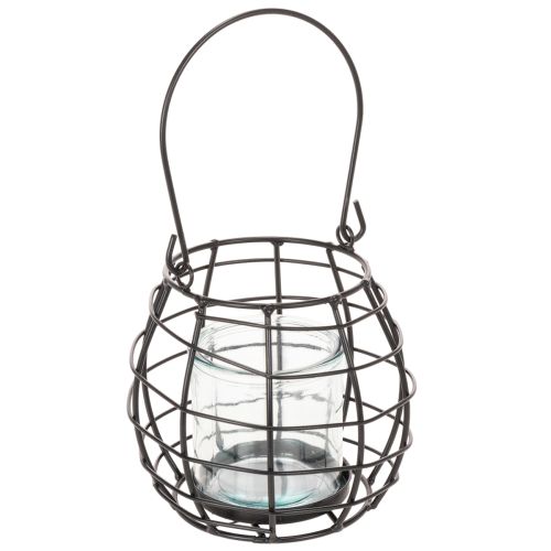 Sodo žibintas, juodo metalo su vėjo šviesa, Ø14cm, aukštis12.5cm