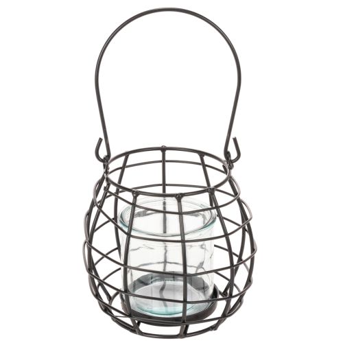 Sodo žibintas, juodo metalo su vėjo šviesa, Ø14cm, aukštis12.5cm | Floristik24.lt