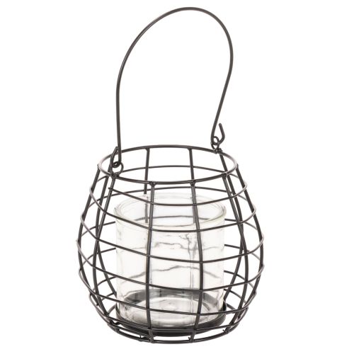 Sodo žibintas su rankena, juodas, stiklinė žvakidė, Ø17cm, aukštis15cm pirkti | Floristik24.lt