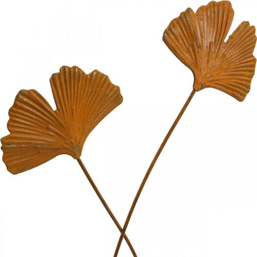 Floristik24 Sodo kuolas rūdžių gingko lapų lovos kuolas 7x5cm 6vnt