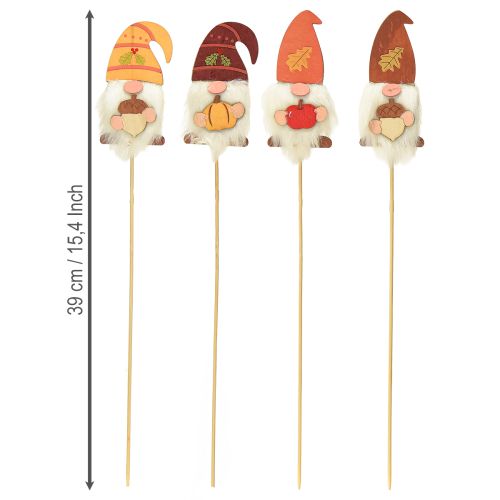 daiktų Sodo kuoliukai Gnome rudens puošmena Mediena Asorti 39cm 8 vnt