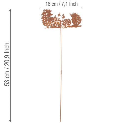 Sodo kuolo ežio motyvo rūdžių dekoracija vasarai ir rudeniui 53 cm | Floristik24.lt