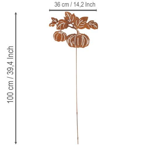 daiktų Sodo kuolas su moliūgo motyvu, metalinė dekoracija, rūdžių spalvos, 100 cm