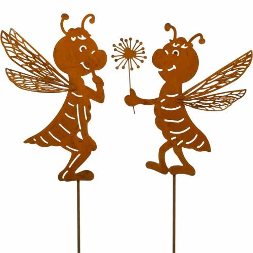 Floristik24 Sodo plug bee nerūdijančio plieno sodo puošmena spyruoklinė dekoracija 2vnt