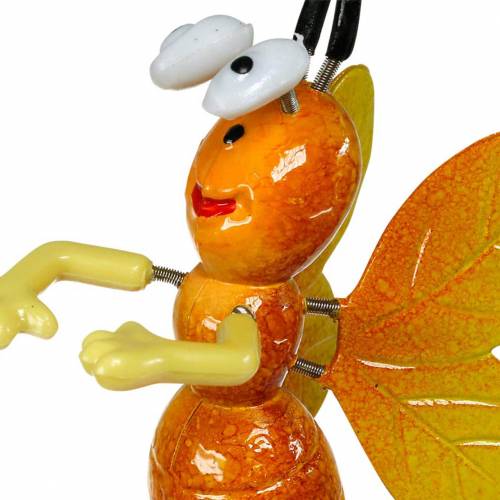 Floristik24 Gėlė bitė ant gėlės su metalinėmis spyruoklėmis oranžinė, violetinė H74cm