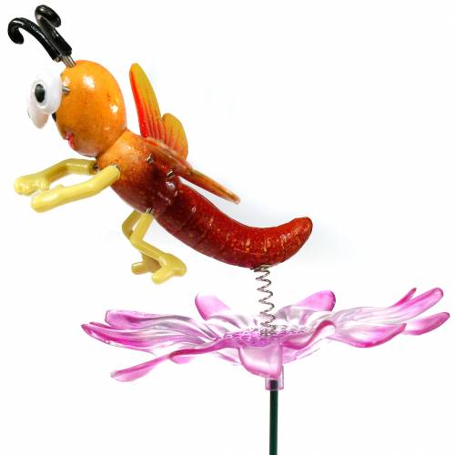 Floristik24 Sodo kuolas laumžirgis ant gėlių su metaliniu pavasario oranžiniu, rožinis, aukštis 74 cm