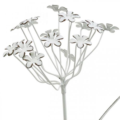 Floristik24 Sodo kamščio gėlė, sodo puošmena, augalų kamštis iš metalo shabby chic balta, sidabrinė L52cm Ø10cm 2vnt.