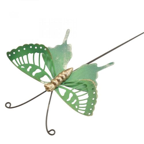 Floristik24 Sodo kuolas Metalinis drugelis žalias auksinis 12x10/46cm