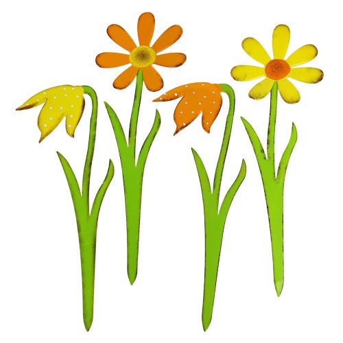Floristik24 Sodo kamštis metalinė gėlė oranžinė, geltona 47cm 4vnt
