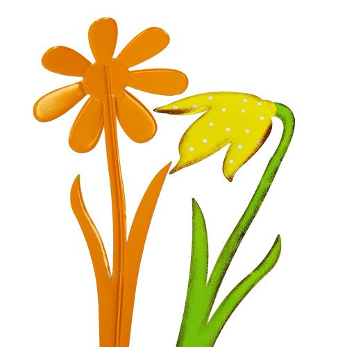 daiktų Sodo kamštis metalinė gėlė oranžinė, geltona 47cm 4vnt