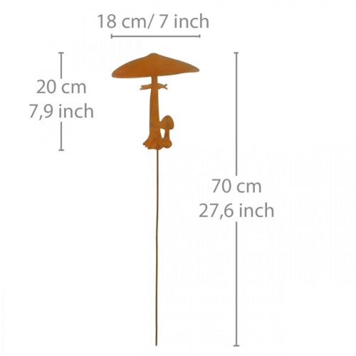 daiktų Sodo kuolas Grybai Sodo puošmena Rūdžių metalas 70cm