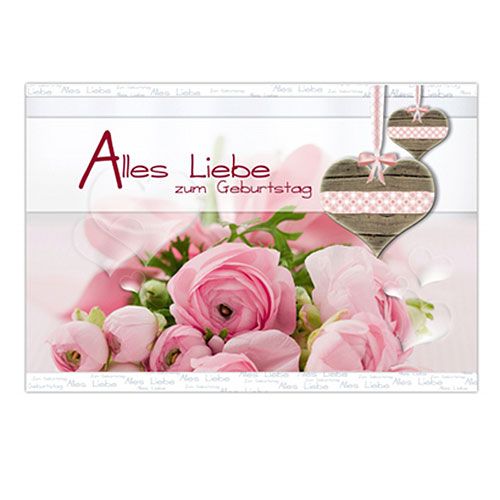 Floristik24 Gimtadienio atvirukas &quot;Alles Liebe&quot; 6vnt